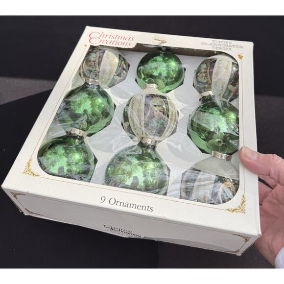 9 Vintage Elegant Krebs Glass orament blown glass Victorian Style In Box! - Picture 13 of 15